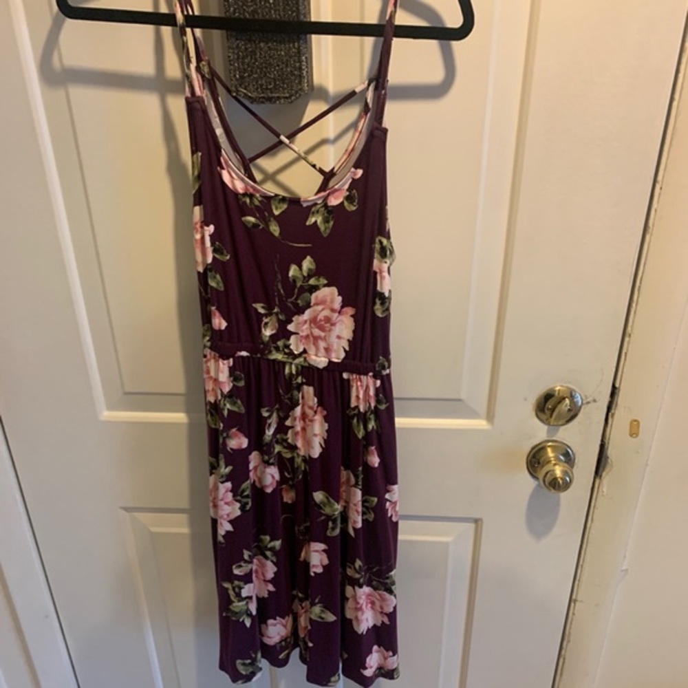 Torrid Purple Floral Cold-Shoulder Super Soft MIDI Dress size 00